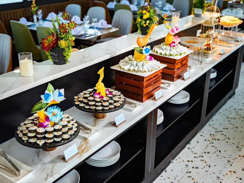 Buffet station aboard the Tropical Cruise