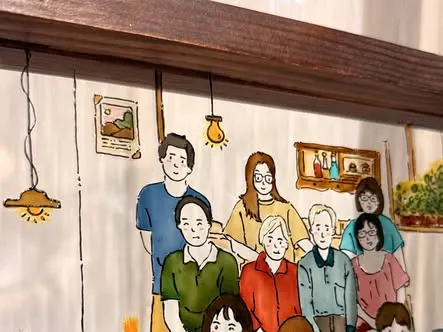 A guest’s photo turned into a painted glass artwork