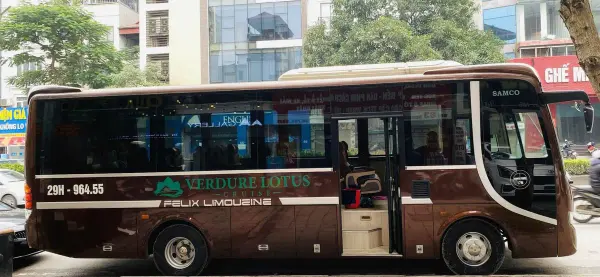 The 16-seat Limousine Bus, a brown Samco coach
