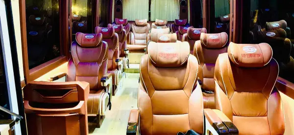 The limousine cabin in the evening