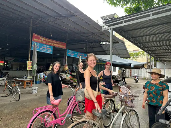 Bicycles ready at the meeting point before the village ride