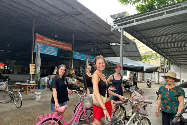 Bicycles lined up before the ride through the village