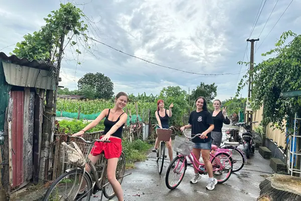 Setting off by bicycle down a quiet village lane