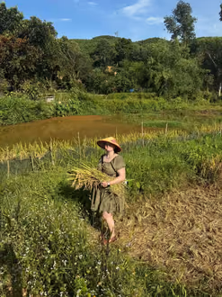 Sunset bicycle ride and duck feeding, Phong Nha