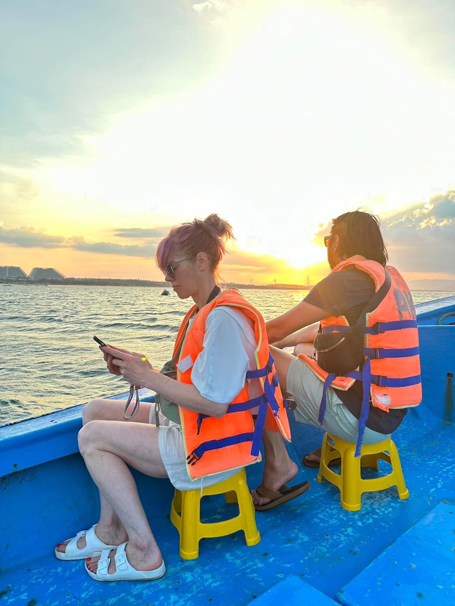 Sunset over the fishing village before departure