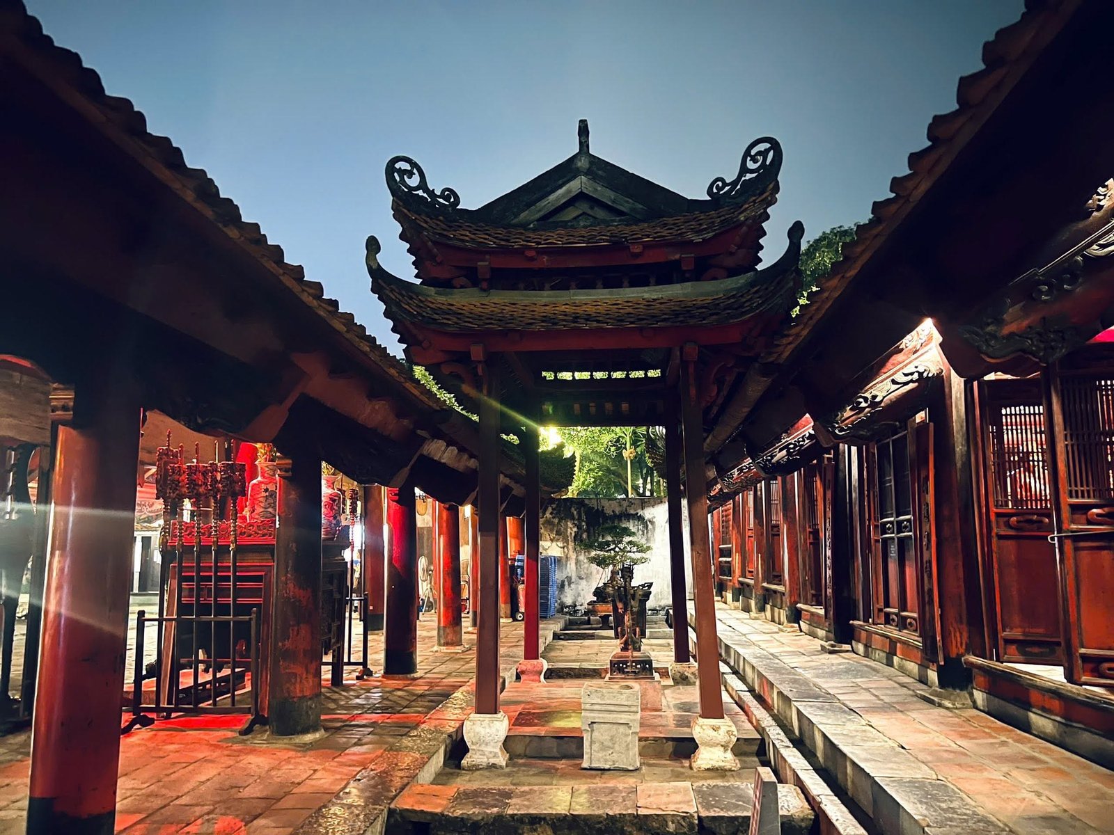 Historic courtyard and colonnade at the Temple of Literature