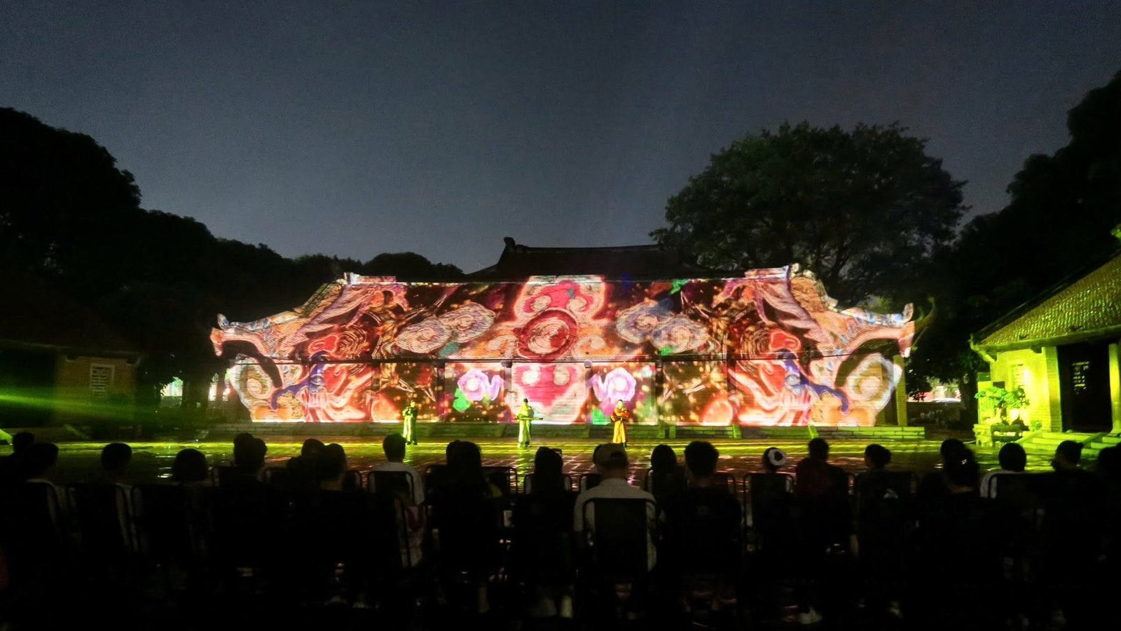3D mapping show projected onto the temple facade