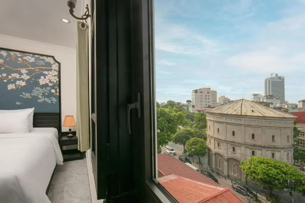 View from a guest room window towards the Hang Dau water tower